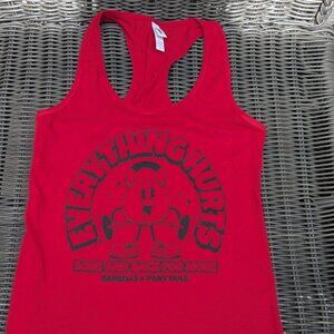 Barbells And Ponytails " Retro Everything Hurts " Racerback Tank Top Sz S NEW